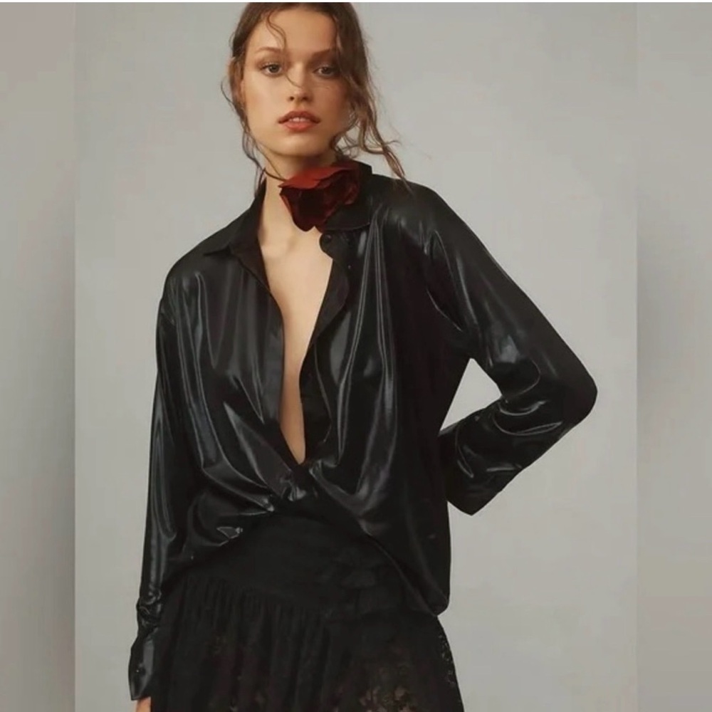 Anthropologie Black Button Down Shirt